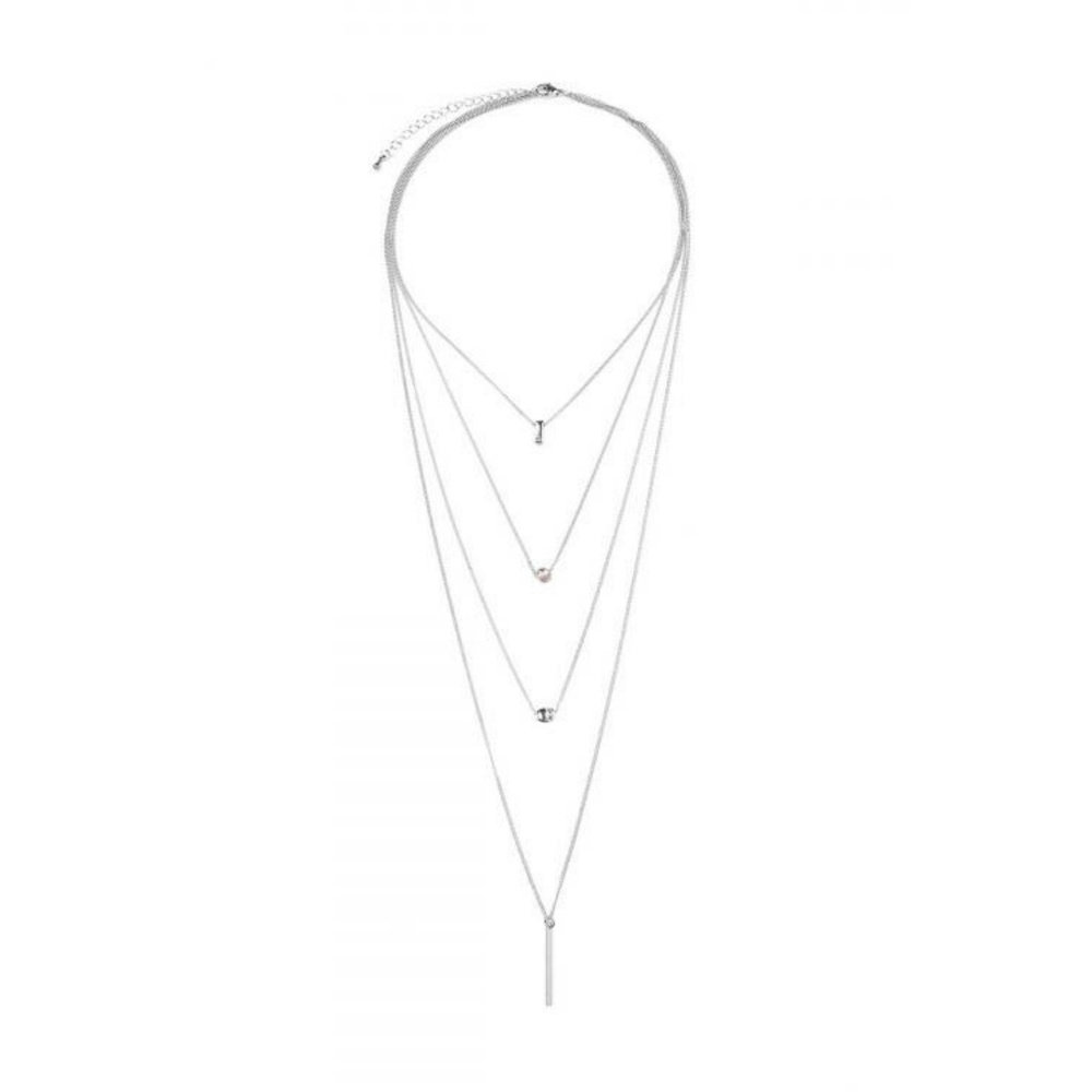 Four Layer Lariat Necklace (Silver)
